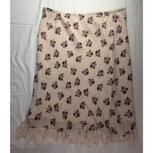 Josephine Chaus Cream Rose Print Midi Skirt Women's Size 14 Artsy Floral